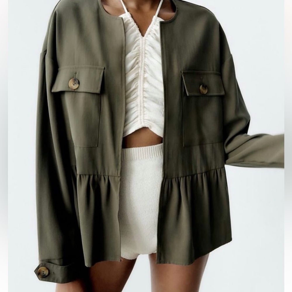 Zara Khaki Utility Jacket for Women